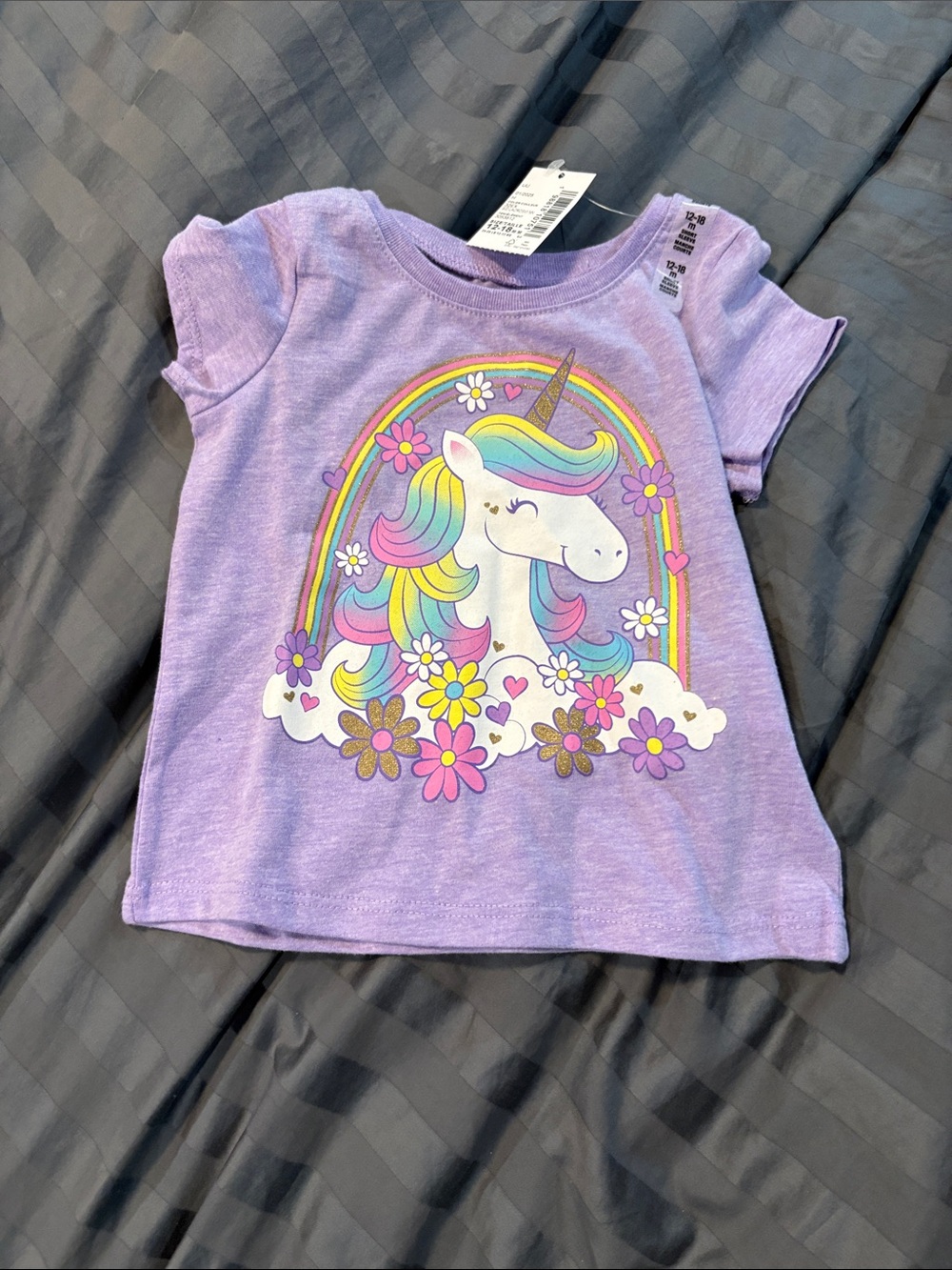 The Children's Place Lavender Unicorn Rainbow Tee